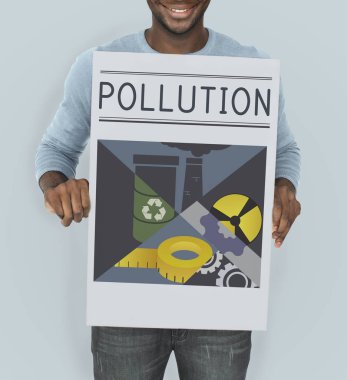 Afrika adam grafik afiş tutarak 