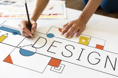 Kağıt afiş üzerinde yazma eller