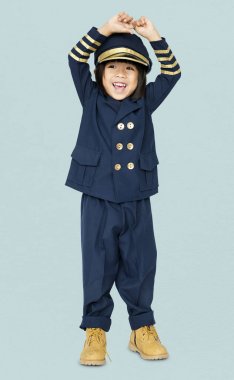 mutlu küçük çocuk Pilot kostüm