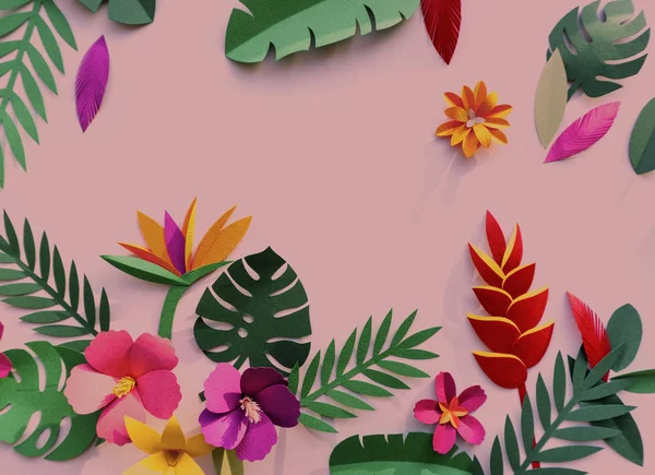Trópusi Papercraft virágok — Stock Fotó