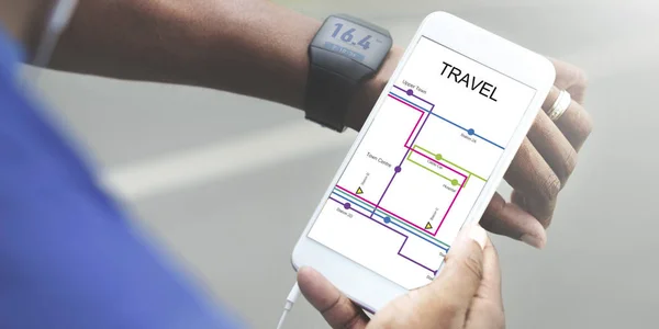 Cestovní znak na chytrý telefon — Stock fotografie