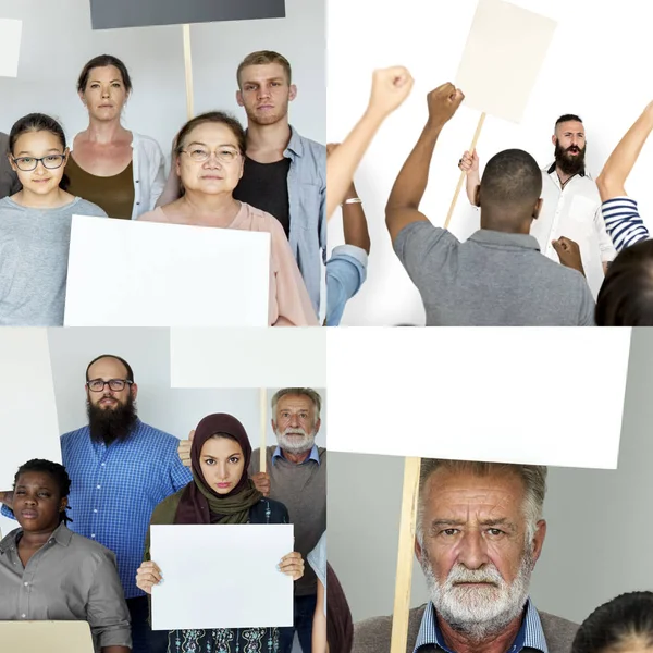 Personnes avec panneaux de protestation — Photo