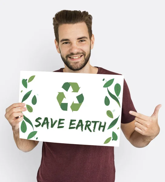 Man holds placard — Stock Photo, Image