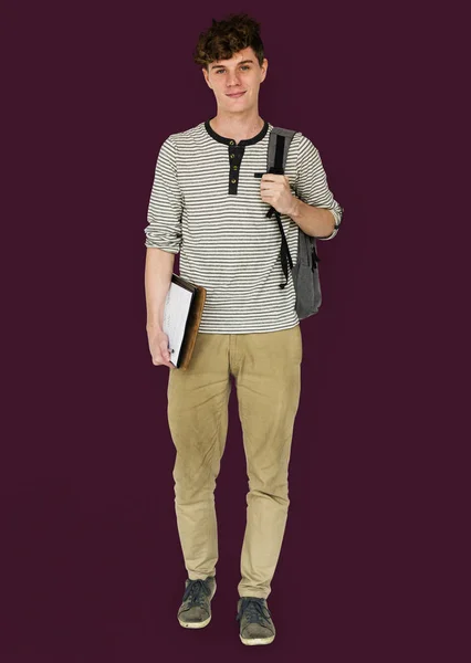 Mahasiswa laki-laki dengan ransel — Stok Foto