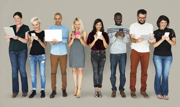 Diversity people with digital gadgets — Stock Photo, Image