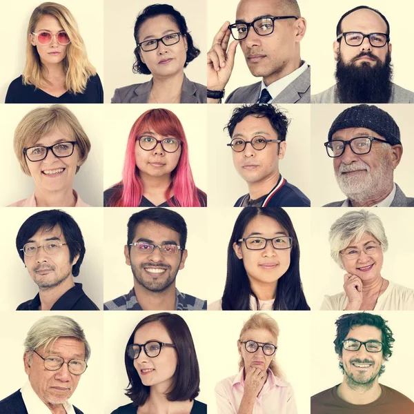 Різноманітність Люди в окулярах — стокове фото