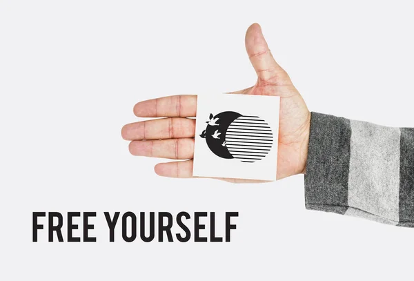 Human's hand holds card — Stock Photo, Image