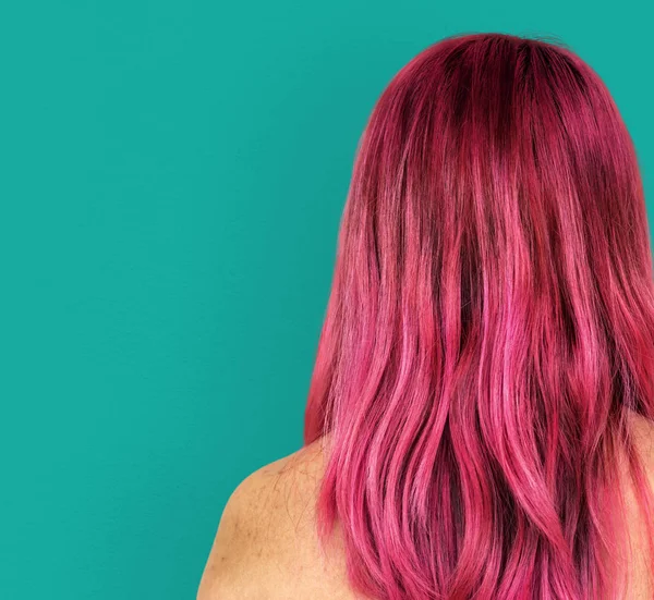 Růžové vlasy žena — Stock fotografie