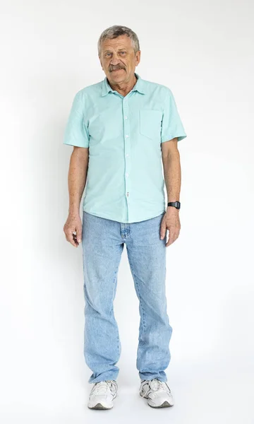 Hombre mayor en camisa azul — Foto de Stock