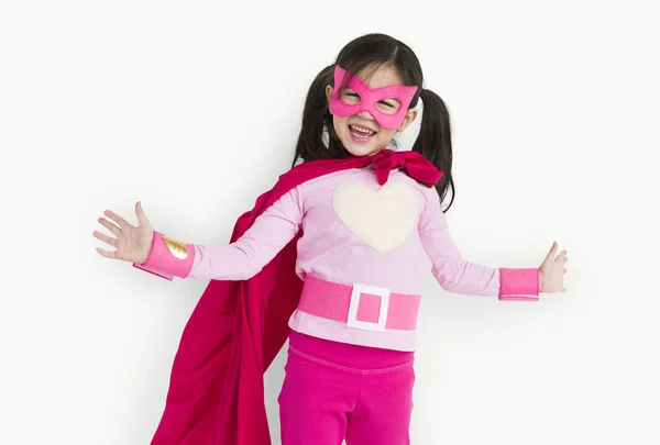 Girl wearing superhero costume — Stock Photo, Image