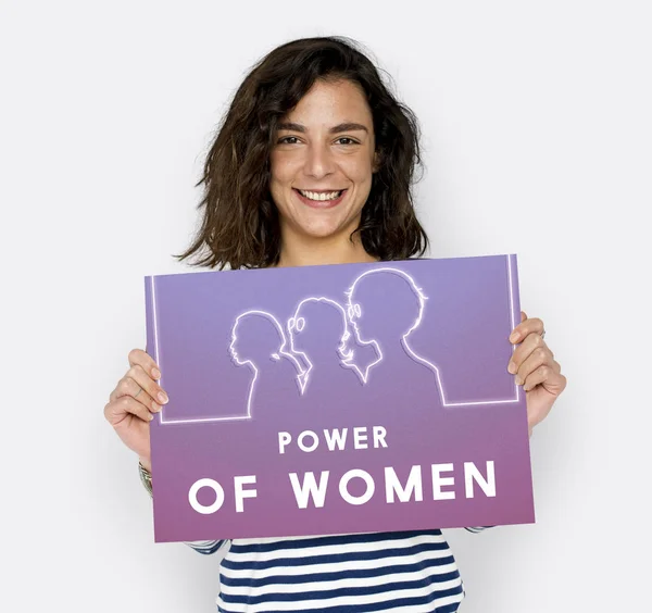 Nők jogai Banner tartó női — Stock Fotó