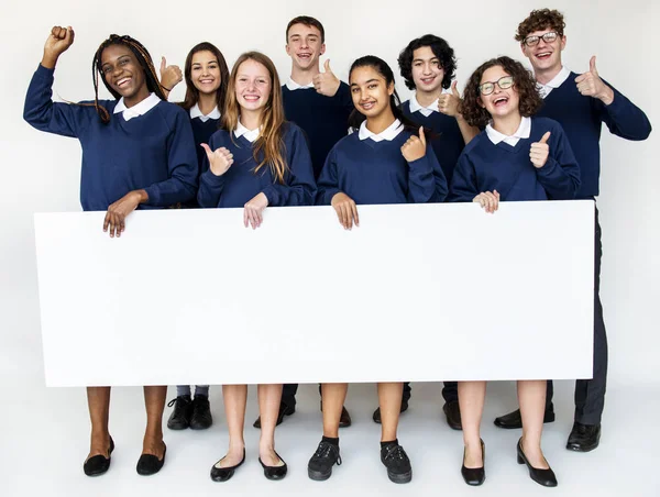 Studenten mit Transparent — Stockfoto