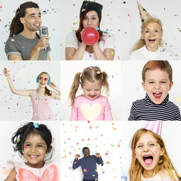 Set of Diversity People Faces Stock Photo