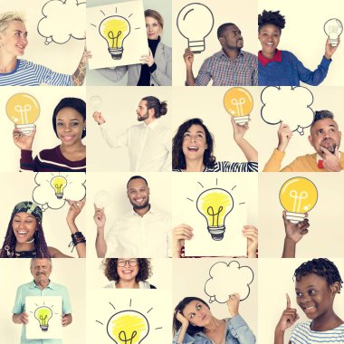 Çeşitlilik insanlarla ampulleri