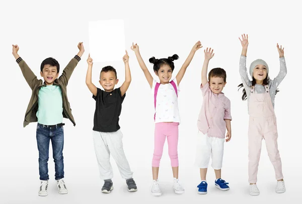 Little Kids Showing Blank — Stock Photo, Image