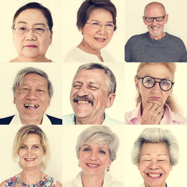 Sada rozmanitost starších lidí — Stock fotografie