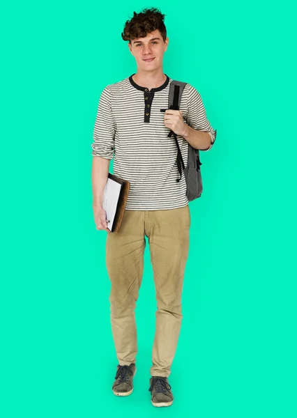 Männlicher Student mit Rucksack — Stockfoto