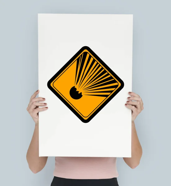 Person holding placard — Stock Photo, Image