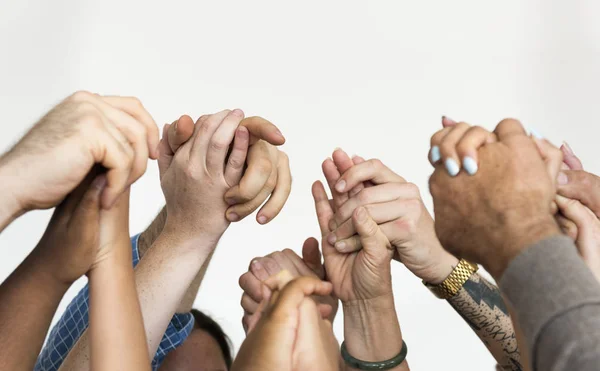 People holding rised up hands — Stock Photo, Image