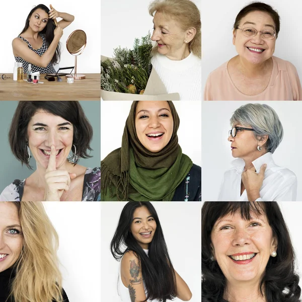 Frauengesichter mit glücklichem Gesichtsausdruck — Stockfoto