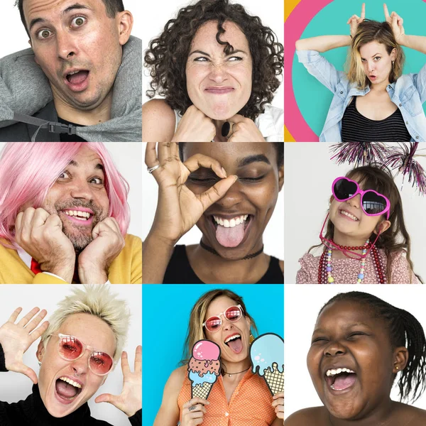 다양성 사람들 얼굴의 집합 — 스톡 사진