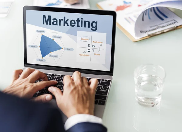 Business man working with laptop — Stock Photo, Image