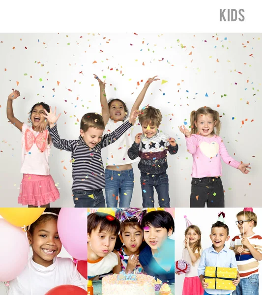 Collage met diversiteit kinderen — Stockfoto