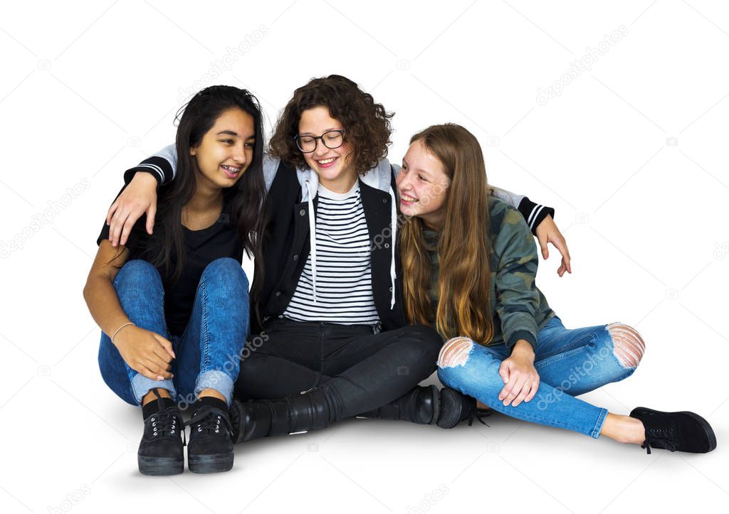 Friends sitting on the floor Together