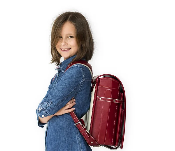 Мила маленька дівчинка з рюкзаком — стокове фото