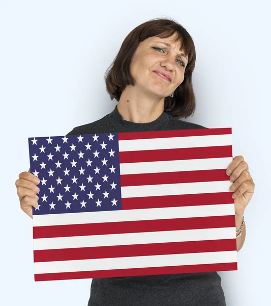 Woman holds placard — Stock Photo, Image