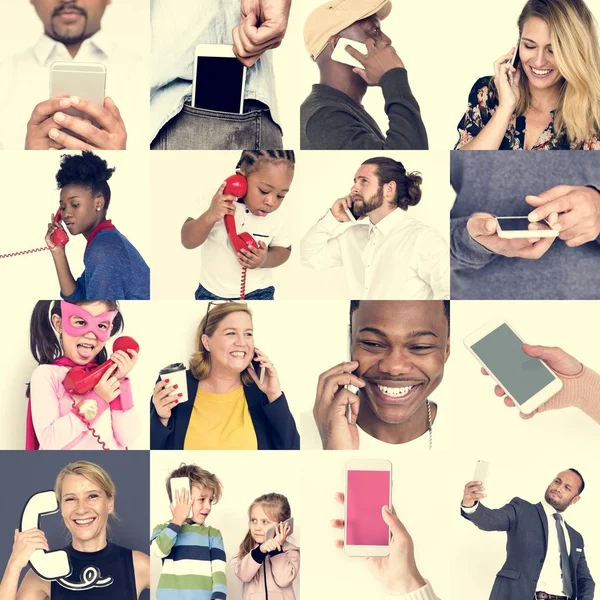 Diversas pessoas usando telefone — Fotografia de Stock