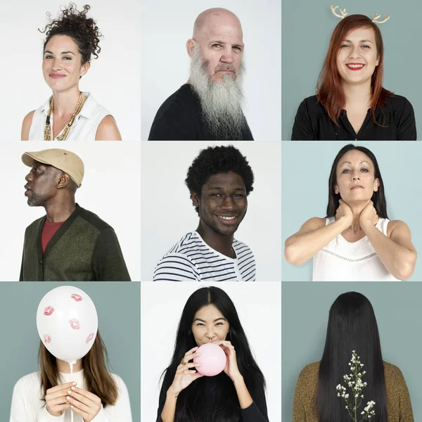 Gyönyörű sokszínűség emberek arcok — Stock Fotó