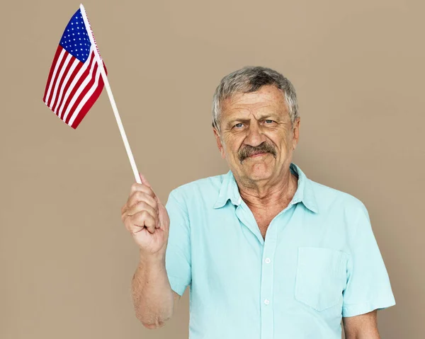 Man holding USA flag — Stock Photo, Image