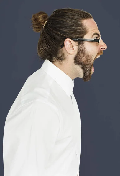 Hombre barbudo gritando — Foto de Stock