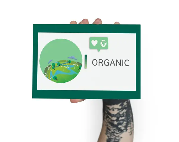 Person holding eco banner — Stock Photo, Image