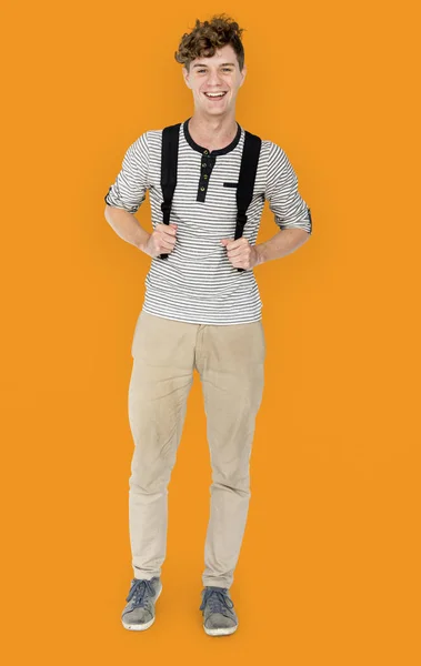 Mužský student s batohem — Stock fotografie