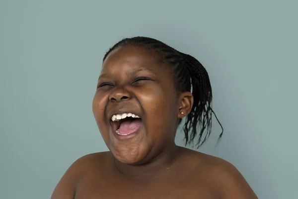 Chica con coletas riendo —  Fotos de Stock