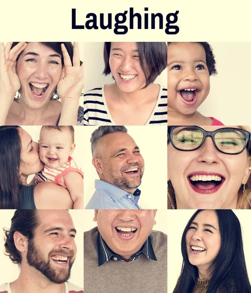 Set van diversiteit mensen lachen — Stockfoto