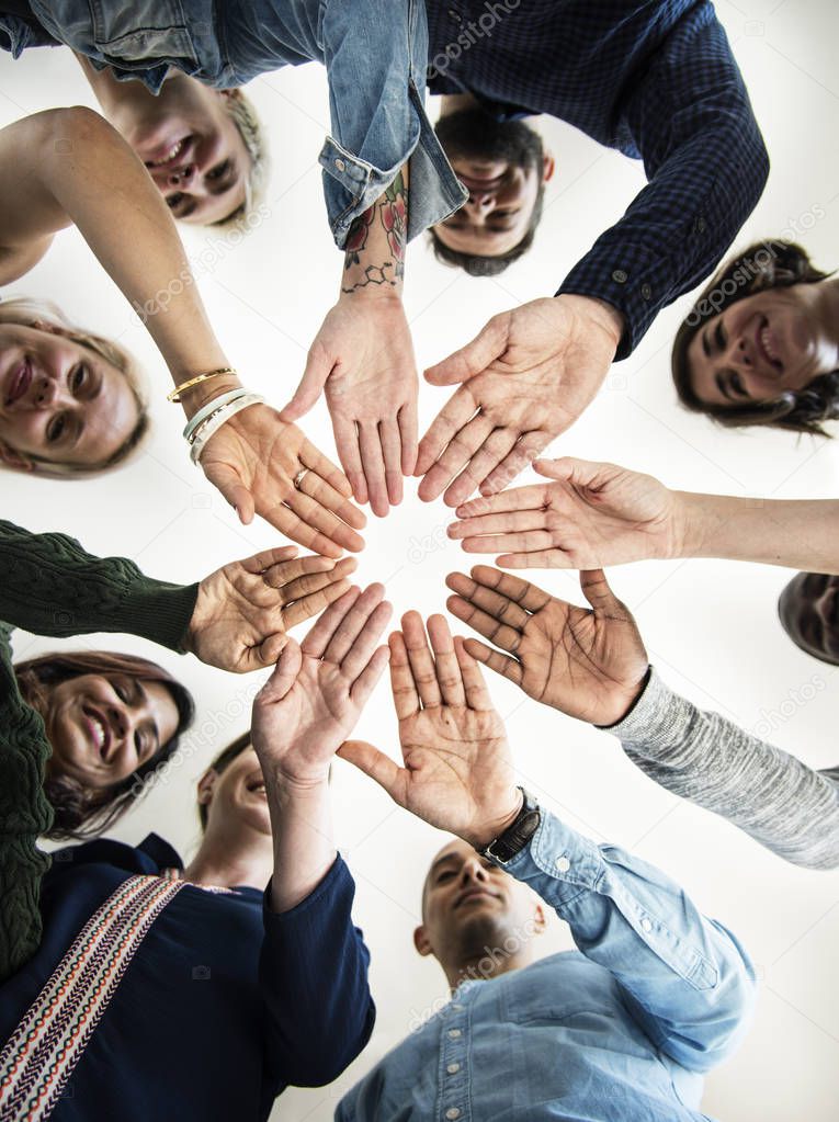Diversity people in circle hands together