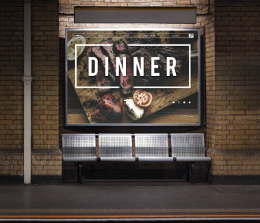 Otobüs durağı koltuklar ve reklam kurulu