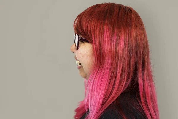 Asiatico rosa capelli donna — Foto Stock