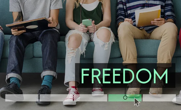 Freedom concept with people using devices — Stock Photo, Image