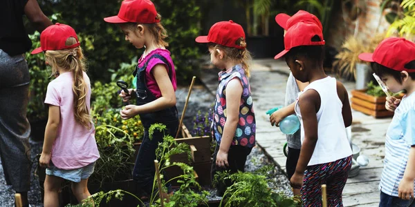 Kleine Schüler sind auf Exkursion — Stockfoto