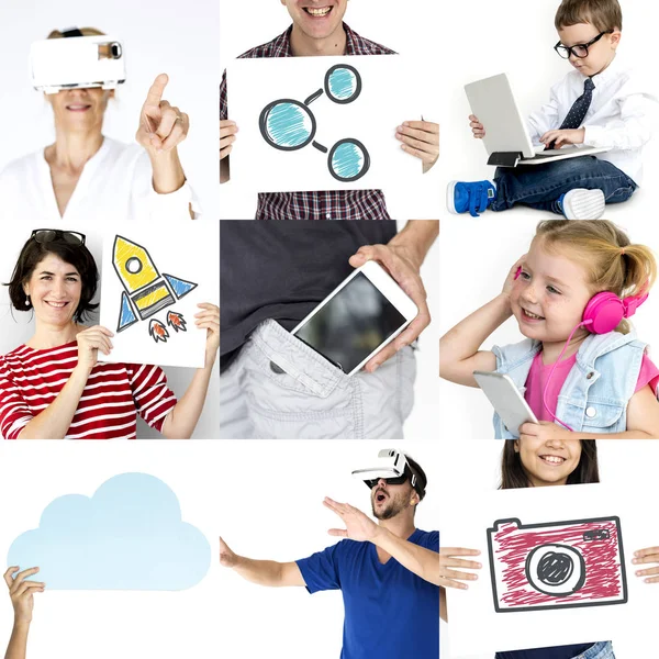 Pessoas que usam dispositivos digitais — Fotografia de Stock