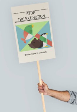 İnsan elini tutarak protesto afiş