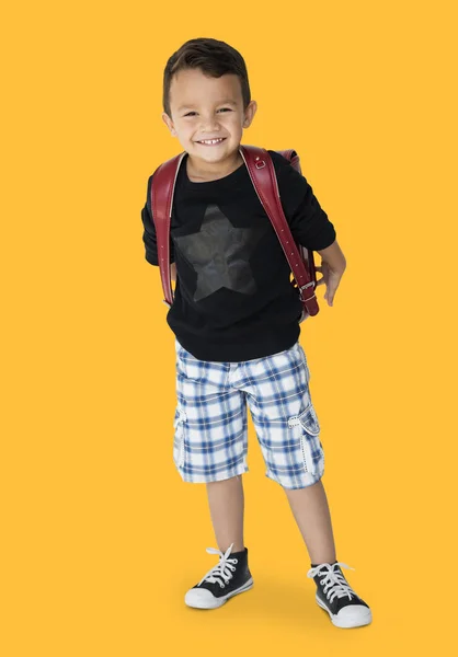 Niño de escuela con mochila — Foto de Stock