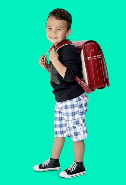 Школярка з рюкзаком — стокове фото
