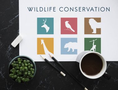 afiş ve kalem masada