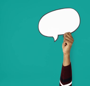 konuşma balonu tutan el