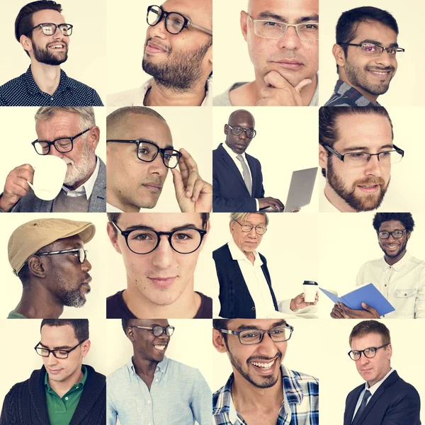 Σύνολο της ποικιλομορφίας τους άνδρες φορούν γυαλιά — Φωτογραφία Αρχείου